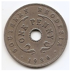 Rhodesia de Sud 1 Penny 1936 - George V, Cupro-nichel, 27 mm KM-7