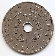 Rhodesia de Sud 1 Penny 1936 - George V, Cupro-nichel, 27 mm KM-7