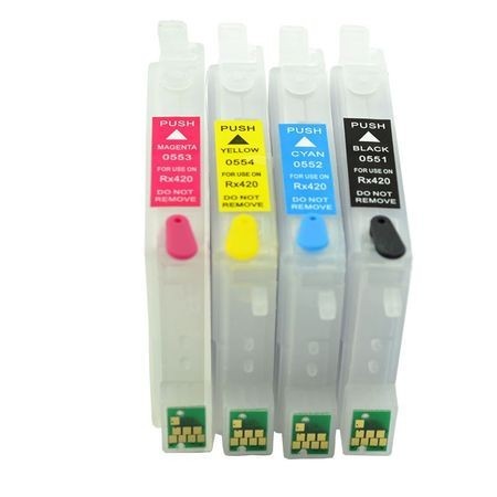 Cartuse reincarcabile pt EPSON autoresetabile T0551 T0552 T0553 T0554 set 4 buc Cartuse reincarcabile pt EPSON autoresetabile T0551 T0552 T0553 T0554 set 4 buc