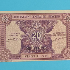 Indochina Franceza 20 Cents 1942 'Perioada guvernului Vichy' aUNC p#90