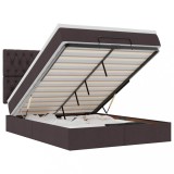 Cumpara ieftin Cadru de pat otoman cu saltea tesatura maro inchis 140x190cm