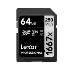 Card de Memorie Lexar Professional 1667x, SDXC, 64GB, Clasa 10, UHS-II