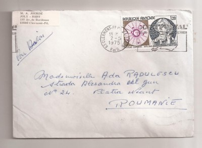 FD16 - Plic Circulat international Franta - Romania 1975 foto