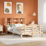 Cumpara ieftin Pat cu bibliotecă fără saltea, 160x200 cm, lemn masiv de pin