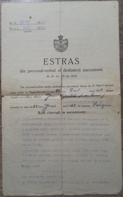 Estras procesul verbal al desbaterii succesiunii, Targul Secuiesc 1924 foto