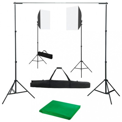 vidaXL Kit studio foto cu lumini softbox și fundal 3055057 foto