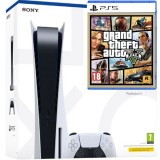 Consola Sony PlayStation 5 PS5 Disk Edition 825 GB + Joc Grand Theft Auto V (GTA 5) Second-Hand SH