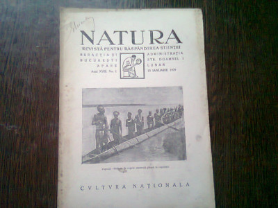 REVISTA NATURA NR.1/1929 foto
