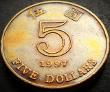 Moneda 5 DOLARI - HONG KONG, anul 1997 * cod 4188 = patina