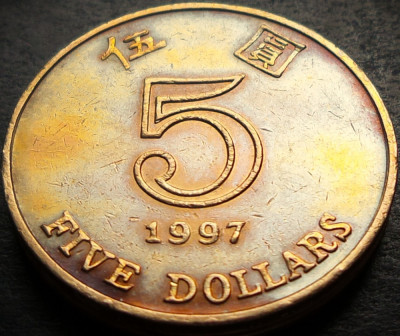 Moneda 5 DOLARI - HONG KONG, anul 1997 * cod 4188 = patina foto