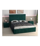Pat Tapitat Luca Verde + Saltea Lux Ortopedica + Noptiere Tapitate 140x200cm