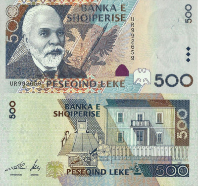 ALBANIA █ bancnota █ 500 Leke █ 2001 █ P-68 █ UNC █ necirculata foto