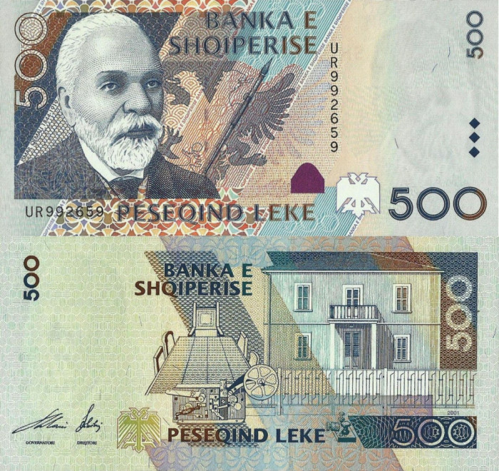 ALBANIA █ bancnota █ 500 Leke █ 2001 █ P-68 █ UNC █ necirculata