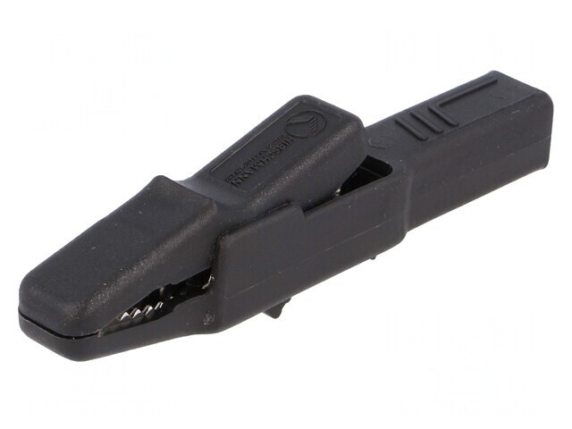 Bornă crocodil 25A neagră 9.5mm