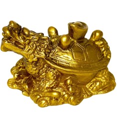 Testoasa dragon cu pepite, obiect feng shui pentru fertilitate si bunastarea familiei, statueta auriu