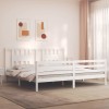 Gossi cadru pat cu tablie 200x200 cm, alb, lemn masiv