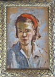 Remus Petre TROTEANU (1885-1957)-Portret de femeie, pictură veche