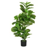 HOMCOM Plantă Artificială Ficus 90 Frunze PEVA PP Decor Living 110 cm Verde