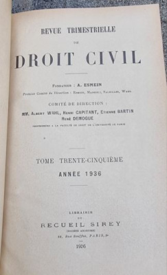 Revue Trimestrielle de Droit Civil - Tome Trente-Cinquieme Annee 1936 foto