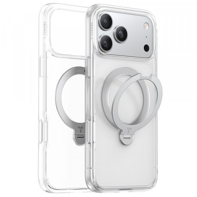 Husa MagSafe pentru Apple iPhone 17 Pro, Torras, Ostand Spin, Transparenta foto