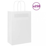 Pungi H&acirc;rtie Albe 21x11x31 cm, 250 Buc vidaXL - Sacose Cadou, Cumparaturi, Petrecere, Kraft 80 g/mp, M&acirc;nere Rezistente