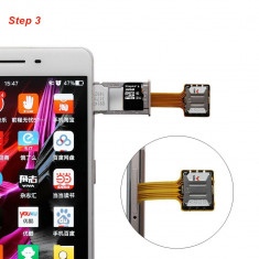 Adaptor dual nano sim telefoane cu android 2 simuri si slot de card mirosd foto