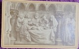 Fotografie tip CDV, sculptura fragment din Cina cea de Taina, inceput de secol XX