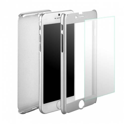 Husa pentru Apple iPhone 6+ Argintiu acoperire completa 360 grade cu folie de sticla gratis