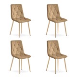 Set 4 scaune bucatarie/living, Artool, Libra, catifea, metal, maro, 45x54x86.5 cm, Leobert