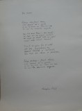 Manuscris de expozitie scris olograf de poetul Gheorghe Pitut, poezia Din vremi
