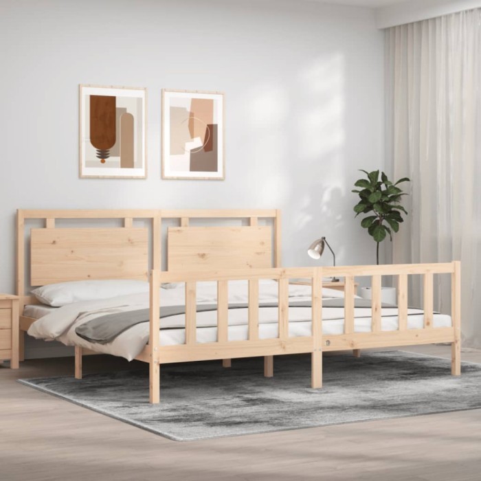 Gossi cadru de pat cu tablie, 180x200 cm, lemn masiv