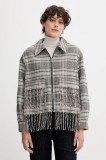 Pepe Jeans jachetă din amestec de l&acirc;nă culoarea gri, de tranziție, PL4024341