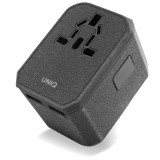 Adaptor priza UNIQ VoyagePD All in one, EU - UK - USA - AUS, 2 x USB - USB Type-C, Quick Charge, 33W, Gri