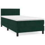 Cumpara ieftin Pat box spring cu saltea, verde inchis, 100x200 cm, catifea