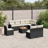 Cumpara ieftin Gossi set mobilier de gradina cu perne, 9 piese, negru, poliratan