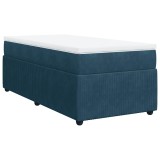 Cumpara ieftin Pat continental cu saltea, albastru inchis, 80x200 cm, catifea