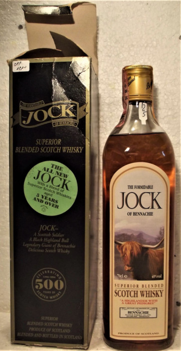 whisky JOCK OLF BENNACHIE, OVER 5 YEARS, CL. 70 gr 40 ANII 1990