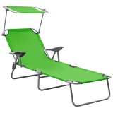 Cumpara ieftin Sezlong cu baldachin, verde, otel
