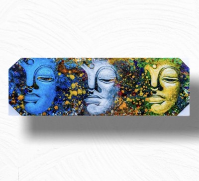 Tablou pictat manual 3 Faces Buddha Tip 1, L foto