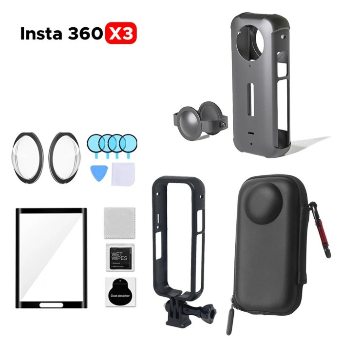Husa silicon + protectie obiectiv + cadru + folie + husa transport Insta360 X3
