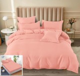 Cumpara ieftin Lenjerie Pat Bumbac Unicolor Roz Cu Elastic 4 Piese 200x230cm