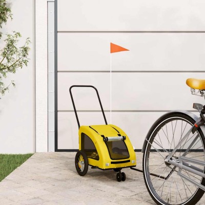 vidaXL Remorcă de bicicletă animale companie galben textil oxford/fier 93973 foto