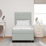 Cumpara ieftin Pat cu arc LED cu headboard Gri deschis 100 x 200 cm Catifea