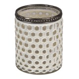 Cumpara ieftin Set 2 candele lumanari sticla argintie alba 7x8 cm