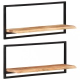 Gossi rafturi de perete 2 buc. 80x25x35 cm lemn masiv acacia/otel