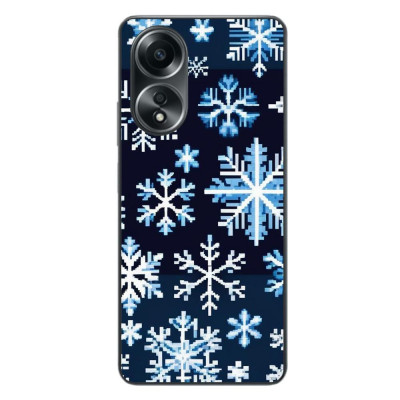 Husa compatibila cu Oppo A58 4G Silicon Gel Tpu Model Pixel Art Snowflakes foto