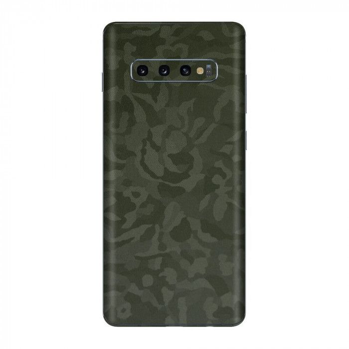Set Folii Skin Acoperire 360 Compatibile cu Samsung Galaxy S10 (SET 2) - ApcGsm Wraps Camo Shadow Green