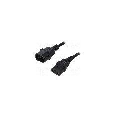 Cablu alimentare AC, 3m, 3 fire, culoare negru, IEC C13 mama, IEC C14 tata, QOLTEC - 53898