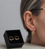 Cumpara ieftin Cercei Tortite din Argint 925 Placati cu Aur, Design Impletit Chunky Hoops, 18 mm