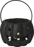 Dovleac decorativ LED din portelan negru MagicHome, 12,7 cm